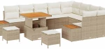 vidaXL Σετ Καναπέ Κήπου με μαξιλάρι 12 pcs Μπεζ Πολυ ράταν