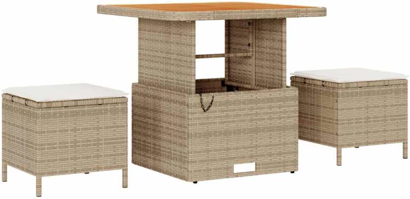 vidaXL Σετ Καναπέ Κήπου με μαξιλάρι 12 pcs Μπεζ Πολυ ράταν