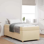 vidaXL Σκελετός Κρεβατιού με στρώμα Κρεμ 100 x 200 cm ύφασμα