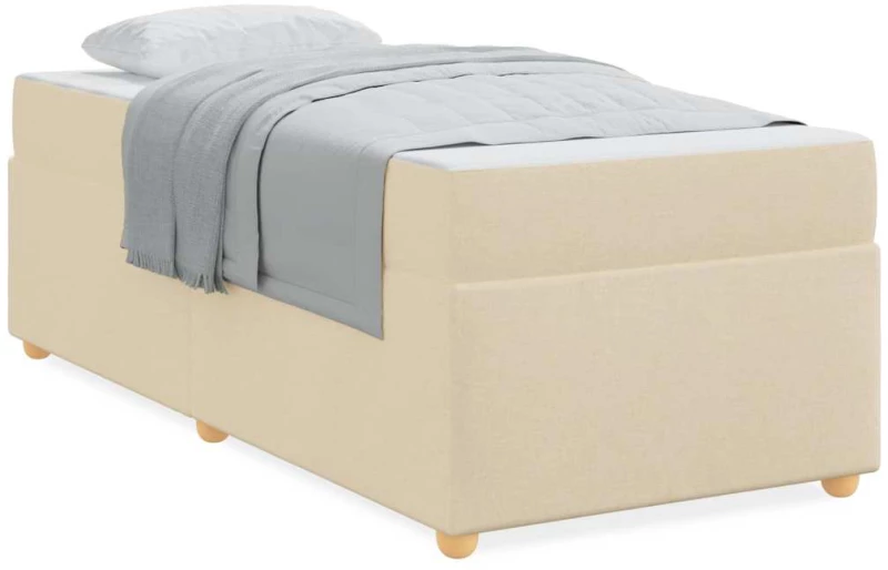 vidaXL Σκελετός Κρεβατιού με στρώμα Κρεμ 100 x 200 cm ύφασμα