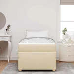 vidaXL Σκελετός Κρεβατιού με στρώμα Κρεμ 100 x 200 cm ύφασμα