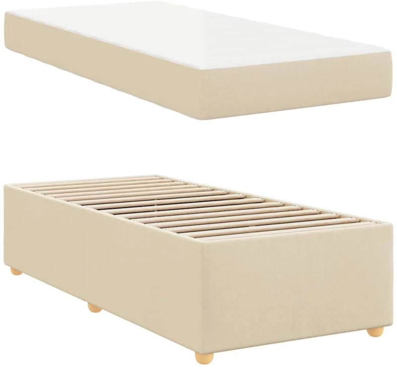 vidaXL Σκελετός Κρεβατιού με στρώμα Κρεμ 100 x 200 cm ύφασμα