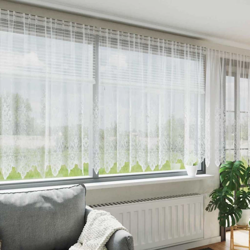 vidaXL Κουρτίνες με κουρτίνες Λευκό 600 x 180 εκ Πολυεστέρας