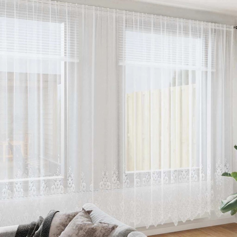 vidaXL Κουρτίνες με κουρτίνες Λευκό 600 x 260 εκ. Πολυεστέρας