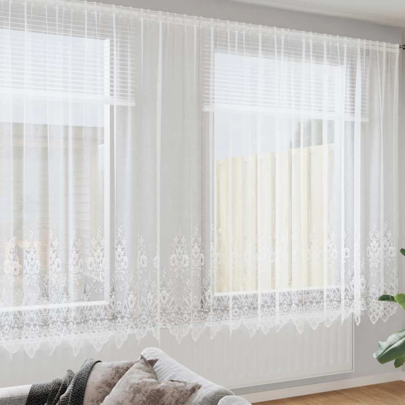 vidaXL Κουρτίνες με κουρτίνες Λευκό 1200 x 220 εκ. Πολυεστέρας