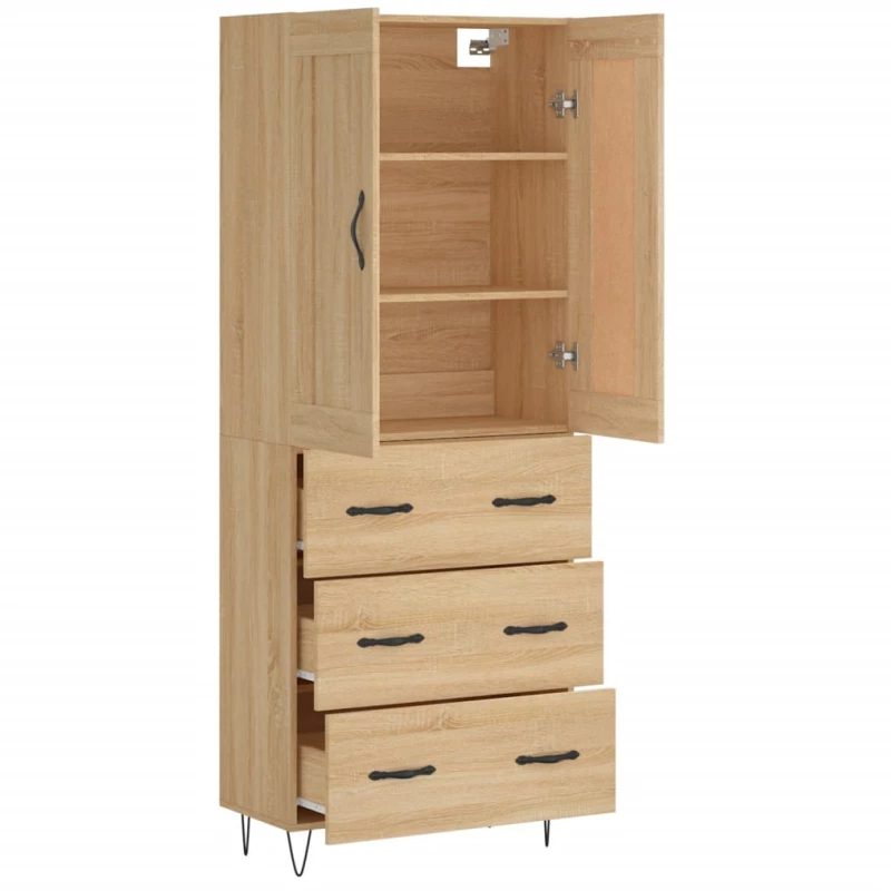vidaXL Ντουλάπι Sonoma δρυς 69,5 x 34 x 180 εκ. από Επεξεργασμένο Ξύλο
