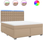 vidaXL Κρεβάτι Boxspring με Στρώμα Καπουτσίνο 180x200 εκ. Συνθ. Δέρμα