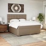 vidaXL Κρεβάτι Boxspring με Στρώμα Καπουτσίνο 180x200 εκ. Συνθ. Δέρμα