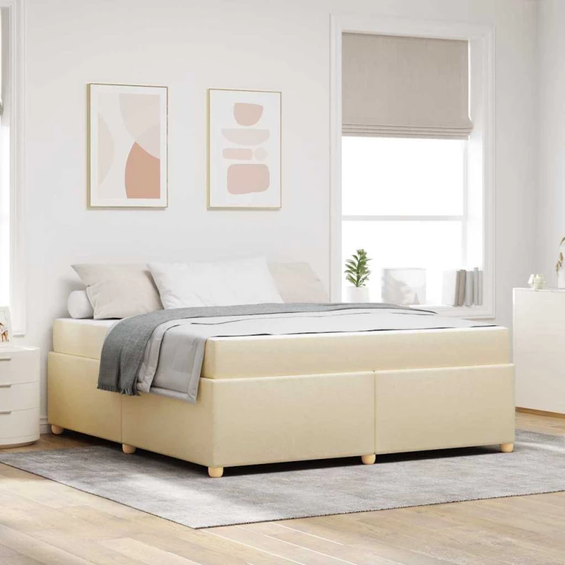 vidaXL Σκελετός Κρεβατιού με στρώμα Κρεμ 180 x 200 cm ύφασμα