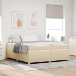 vidaXL Σκελετός Κρεβατιού με στρώμα Κρεμ 180 x 200 cm ύφασμα