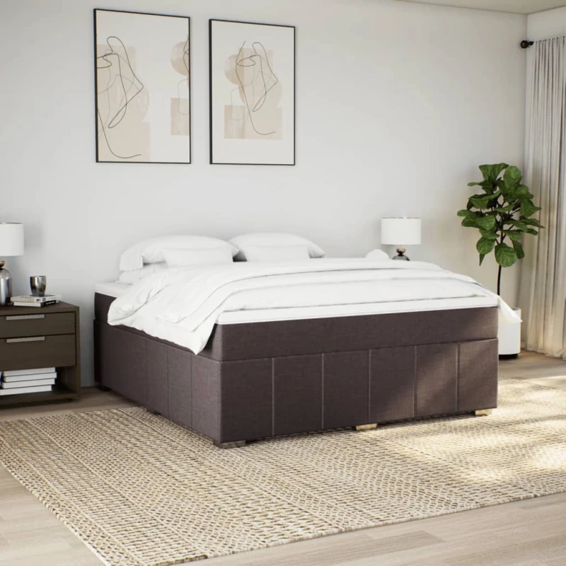 vidaXL Κρεβάτι Boxspring με Στρώμα Σκούρο Καφέ 180x200 εκ Υφασμάτινο