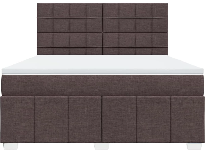 vidaXL Κρεβάτι Boxspring με Στρώμα Σκούρο Καφέ 180x200 εκ Υφασμάτινο