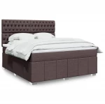 vidaXL Κρεβάτι Boxspring με Στρώμα Σκούρο Καφέ 180x200 εκ Υφασμάτινο