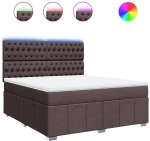 vidaXL Κρεβάτι Boxspring με Στρώμα Σκούρο Καφέ 180x200 εκ Υφασμάτινο