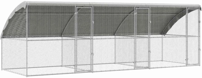 vidaXL Κλουβί για κότες Ασημί 600 x 200 x 198.5 εκ