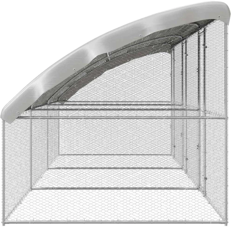 vidaXL Κλουβί για κότες Ασημί 600 x 200 x 198.5 εκ