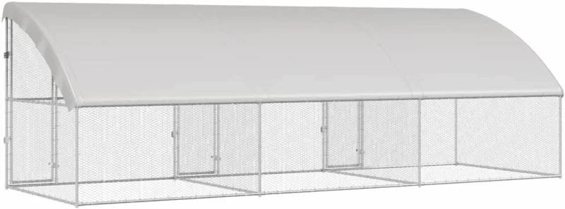 vidaXL Κλουβί για κότες Ασημί 600 x 200 x 198.5 εκ