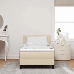 vidaXL Κρεβάτι με ελατήρια με στρώμα Κρεμ 90 x 190 cm ύφασμα