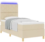 vidaXL Κρεβάτι με ελατήρια με στρώμα Κρεμ 90 x 190 cm ύφασμα
