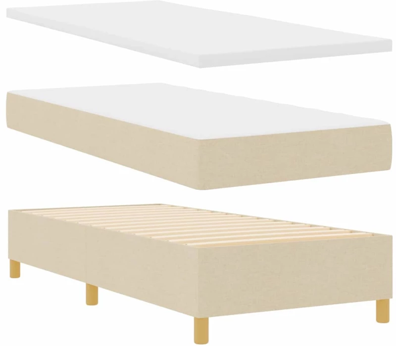 vidaXL Κρεβάτι με ελατήρια με στρώμα Κρεμ 90 x 190 cm ύφασμα