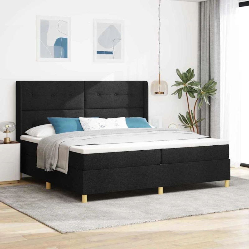 vidaXL Κρεβάτι με ελατήρια με στρώμα Μαύρο 200 x 200 cm ύφασμα