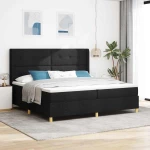 vidaXL Κρεβάτι με ελατήρια με στρώμα Μαύρο 200 x 200 cm ύφασμα