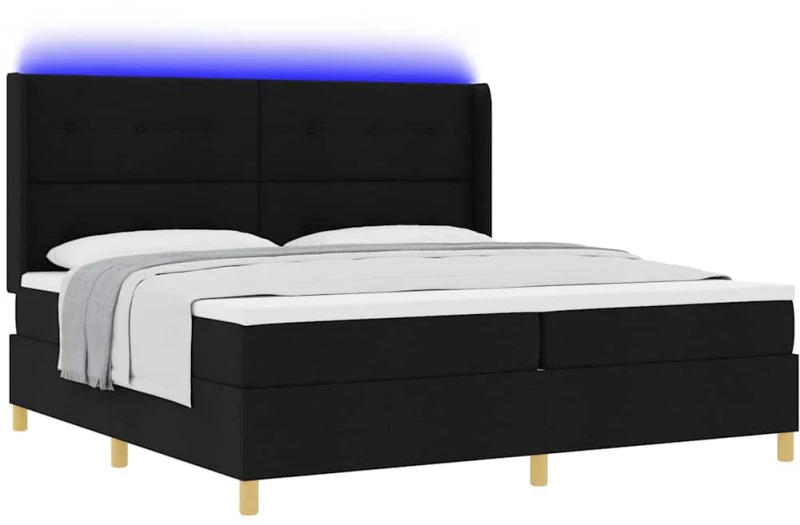 vidaXL Κρεβάτι με ελατήρια με στρώμα Μαύρο 200 x 200 cm ύφασμα