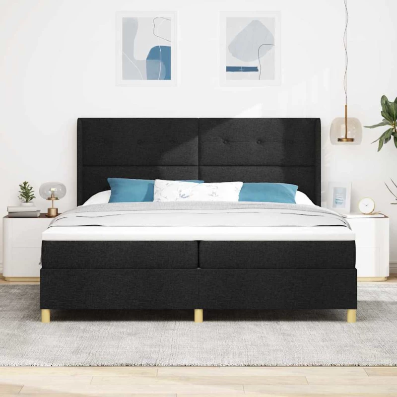 vidaXL Κρεβάτι με ελατήρια με στρώμα Μαύρο 200 x 200 cm ύφασμα