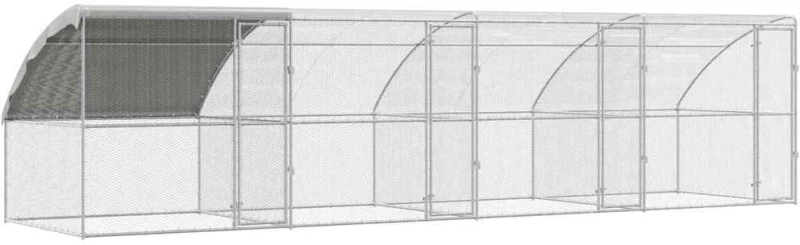 vidaXL Κλουβί για κότες Ασημί 800 x 200 x 198.5 εκ
