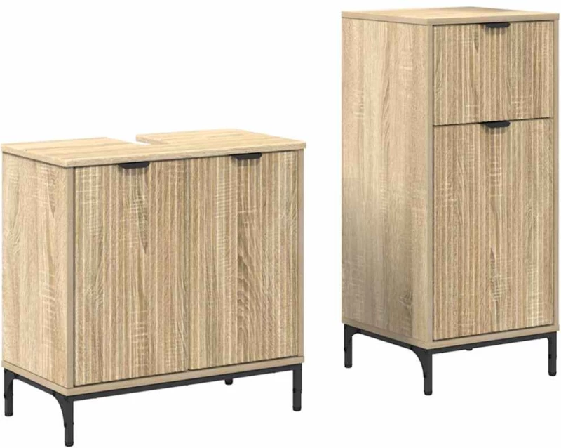 vidaXL Σετ Επίπλων Μπάνιου με ράφι 2 pcs Sonoma Δρυς 39.5 x 36 x 88 εκ