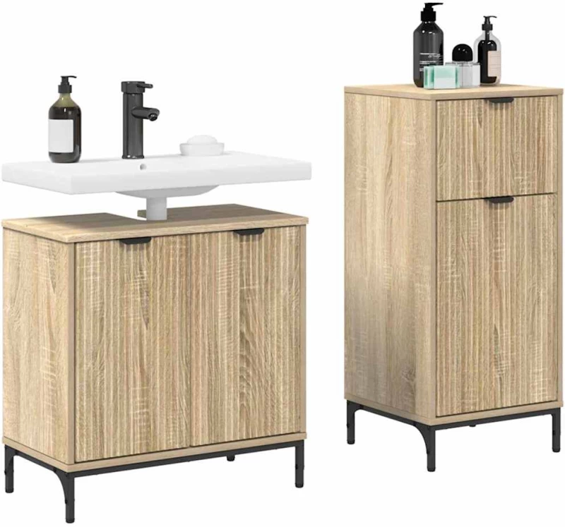 vidaXL Σετ Επίπλων Μπάνιου με ράφι 2 pcs Sonoma Δρυς 39.5 x 36 x 88 εκ