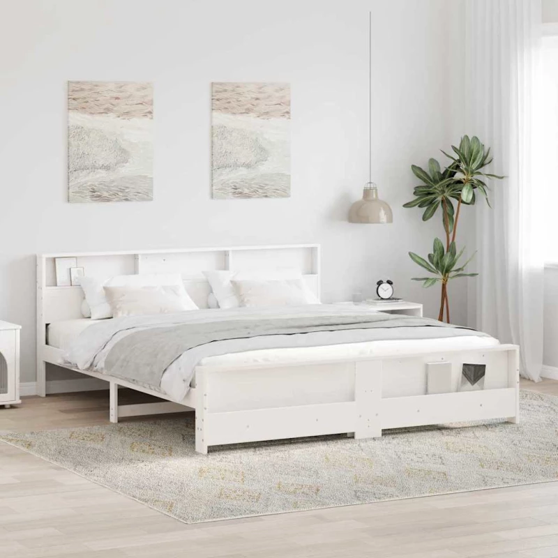vidaXL Σκελετός Κρεβατιού Λευκό 180 x 200 cm Μασίφ ξύλο πεύκου