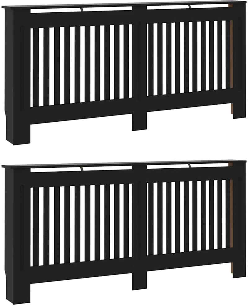 vidaXL Κάλυμμα καλοριφέρ 2 pcs Μαύρο 112x19x81.5cm Συνθετικόξύλο