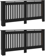 vidaXL Κάλυμμα καλοριφέρ 2 pcs Μαύρο 112x19x81.5cm Συνθετικόξύλο