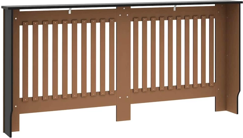 vidaXL Κάλυμμα καλοριφέρ 2 pcs Μαύρο 112x19x81.5cm Συνθετικόξύλο