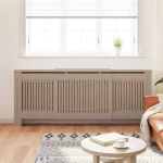 vidaXL Κάλυμμα καλοριφέρ 2 pcs Καφέ 112x19x81.5cm Συνθετικόξύλο