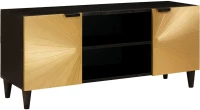 vidaXL Ντουλάπι TV Μαύρο και Χρυσό 105 x 33 x 46 εκ. Μασίφ ξύλο μάνγκο
