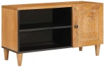 vidaXL Ντουλάπι TV Ανοιχτό καφέ 80 x 33 x 46 εκ Μασίφ ξύλο μάνγκο
