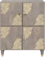 vidaXL Πλαϊνό γραφείο Γκρι και Χρυσό 60 x 33 x 75 cm Μασίφ ξύλο μάνγκο