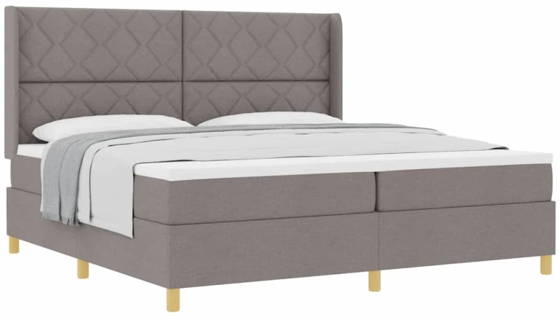 vidaXL Κρεβάτι με ελατήριο με στρώμα Taupe 200 x 200 cm ύφασμα