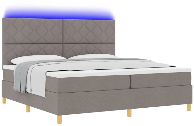vidaXL Κρεβάτι με ελατήρια με στρώμα Taupe 200 x 200 cm ύφασμα