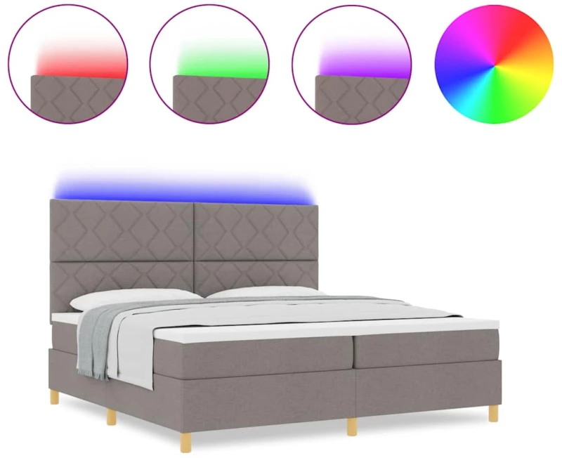 vidaXL Κρεβάτι με ελατήρια με στρώμα Taupe 200 x 200 cm ύφασμα