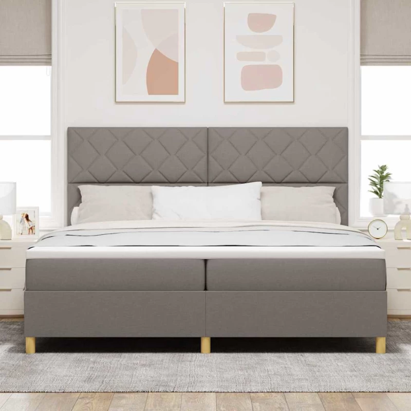 vidaXL Κρεβάτι με ελατήρια με στρώμα Taupe 200 x 200 cm ύφασμα