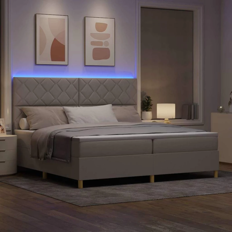 vidaXL Κρεβάτι με ελατήρια με στρώμα Taupe 200 x 200 cm ύφασμα