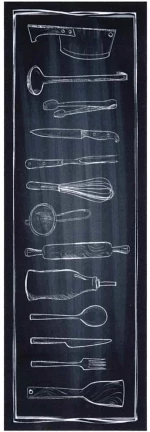 vidaXL Χαλί Κουζίνας Toile Μαύρο 180 x 60 cm Βελούδο