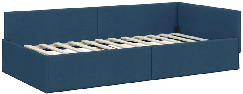 vidaXL Κρεβάτι Γωνίας Μπλε 100 x 200 cm Ύφασμα και Έργο ξύλου