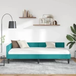 vidaXL Πλαϊνό Κρεβάτι Τιρκουάζ 80 x 200 cm Βελούδο και Στιβαρή ξυλεία