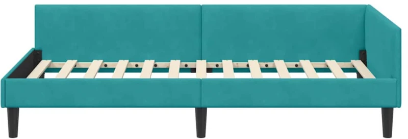 vidaXL Πλαϊνό Κρεβάτι Τιρκουάζ 80 x 200 cm Βελούδο και Στιβαρή ξυλεία