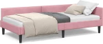 vidaXL Πλαϊνό Κρεβάτι Ροζ 90 x 190 cm Βελούδο και Στιβαρή ξυλεία