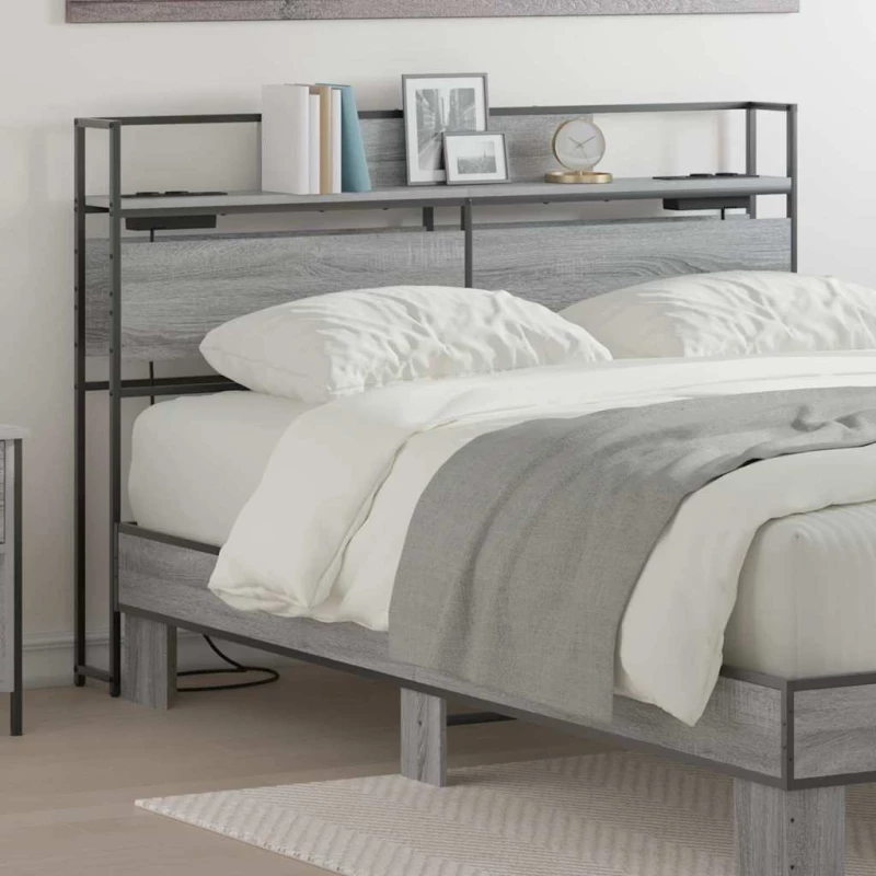vidaXL Κεφαλάρι Αποθήκης με ράφι Γκρι sonoma 135 cm Επεξεργασμένο ξύλο